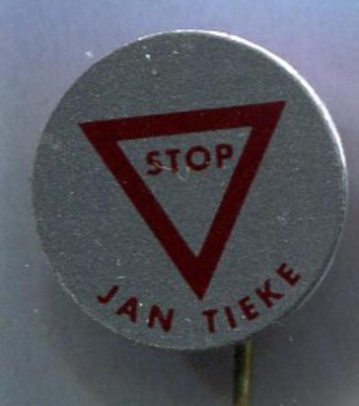 Stop Jan Tieke blik speldje ( J_050 ), Verzamelen, Speldjes, Pins en Buttons, Nieuw, Speldje of Pin, Merk, Verzenden