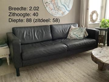 Grote (echt)leren Ikea bank , donkerbruin 2.02 br./ diep 88 beschikbaar voor biedingen