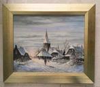 Dorpje in de winter (Overschie ?) W.H. Setz (1932-2010), Antiek en Kunst, Ophalen of Verzenden