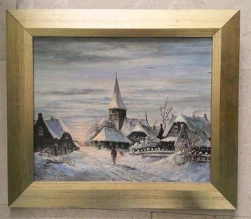 Dorpje in de winter (Overschie ?) W.H. Setz (1932-2010) beschikbaar voor biedingen