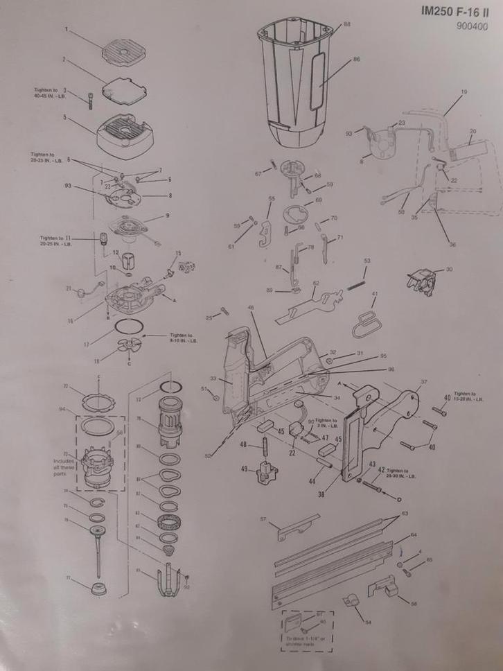 Paslode onderdelen IM250, Doe-het-zelf en Verbouw, Gereedschap | Machine-onderdelen en Toebehoren, Zo goed als nieuw, Ophalen of Verzenden