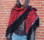 Rode sjaal met franjes en panterprint / Cape - Sweet Revenge, Kleding | Dames, Overige Dameskleding, Sweet Revenge, Ophalen of Verzenden