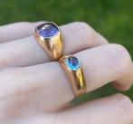 Vintage 18k gouden ring blauwe spinel | topaas aquamarijn, Met edelsteen, Goud, Blauw, Gebruikt