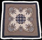 Blauw Crème Wollen Sjaal Paisley 85x85cm, Vintage, Ophalen of Verzenden, Nieuw, Pashmina