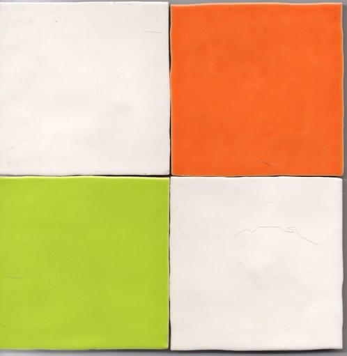 Wandtegels als zelliges in fel oranje en appelgroen, Doe-het-zelf en Verbouw, Tegels, Nieuw, Wandtegels, Keramiek, Minder dan 20 cm
