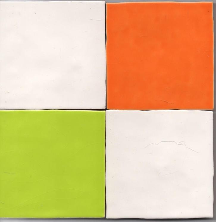 Wandtegels als zelliges in fel oranje en appelgroen, Doe-het-zelf en Verbouw, Tegels, Nieuw, Wandtegels, Keramiek, Minder dan 20 cm