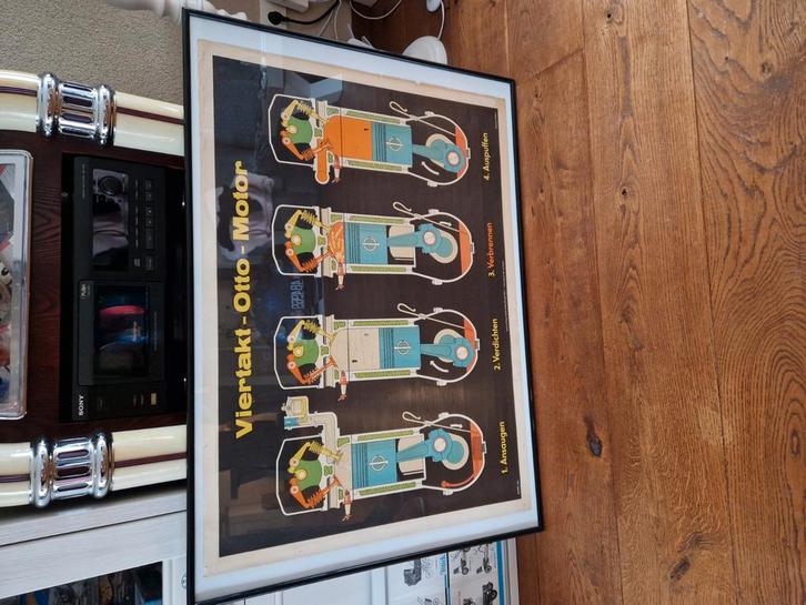 Studie pooster/ leermodel 4-takt motor., Antiek en Kunst, Antiek | Schoolplaten, Ophalen