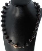 Granaat antieke ketting 14k gouden bol slot robuust dames, Verzenden, Goud, Ketting, Met edelsteen