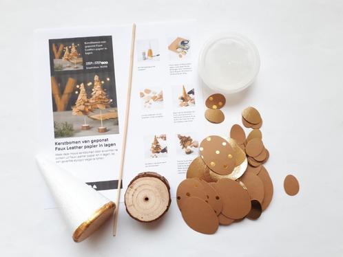 Kerstboom pakket van Faux Leather paper klein bruin/goud, Hobby en Vrije tijd, Knutselen, Nieuw, Materiaal, Ophalen of Verzenden