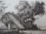 Fraaie ets titel Op t land, CM van der Woerd, 1901-1994, Antiek en Kunst, Kunst | Etsen en Gravures, Verzenden