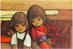 Ansichtkaart	Twee kinderen met pop, Verzenden, 1980 tot heden, Ongelopen, Kinderen
