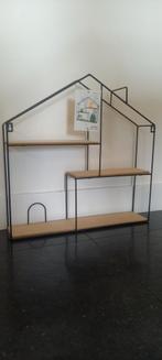 Wandrek huis hout - zwart metaal, Ophalen of Verzenden, Nieuw