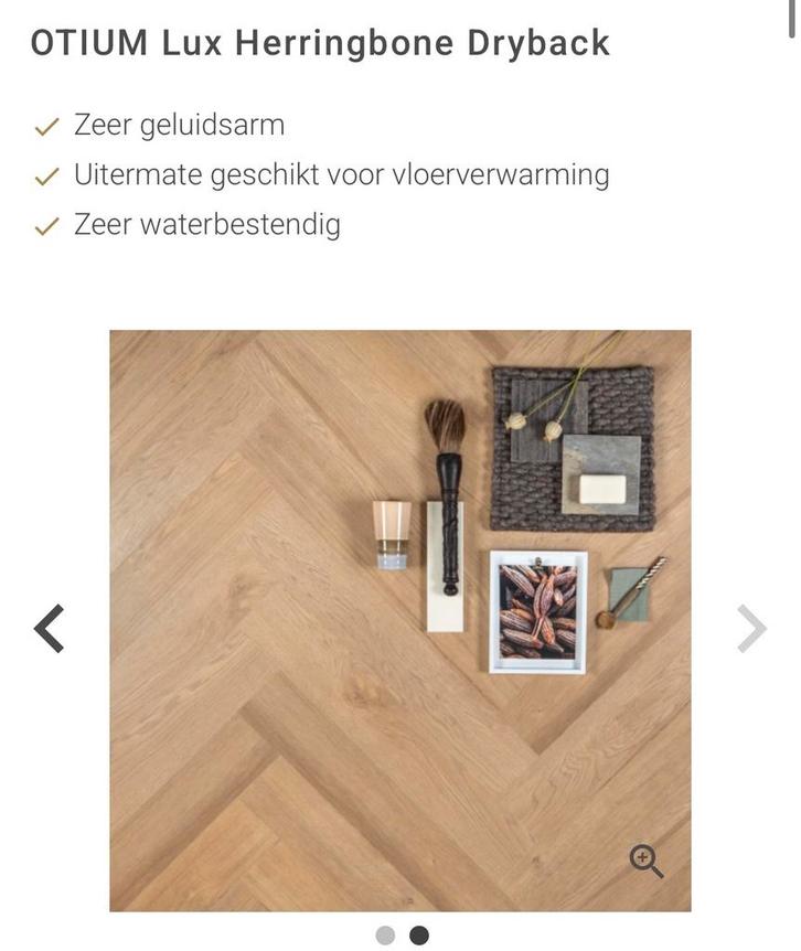 Otium plak PVC Visgraat Vloer - €27 per m2., Huis en Inrichting, Stoffering | Vloerbedekking, Nieuw, Beige, Bruin, 75 m² of meer
