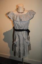 Maje prachtige jurk wijde hals grote voilants strik band M, Maat 38/40 (M), Overige kleuren, Verzenden, Knielengte