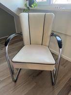 Gispen fauteuil, wit/zwart leer, Huis en Inrichting, Fauteuils, Ophalen, Gebruikt, Minder dan 75 cm, Gispen Klassieker