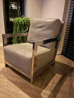 Fauteuil RVS grijs nappa leer, Huis en Inrichting, Fauteuils, 75 tot 100 cm, Zo goed als nieuw, Metaal, 50 tot 75 cm