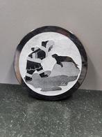 Handgemaakt stenen wandbord – Canadese kunst (SIKU) – Ø15 cm, Ophalen of Verzenden