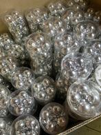 100 kokers zilveren kerstballen van glas, Ophalen, Nieuw