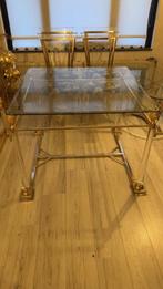 Vania Eettafel Plexiglas Messing Goud, Huis en Inrichting, 100 tot 150 cm, Vierkant, Ophalen of Verzenden, Vier personen