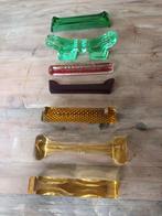 Diverse gekleurde glazen messenleggers, Ophalen of Verzenden
