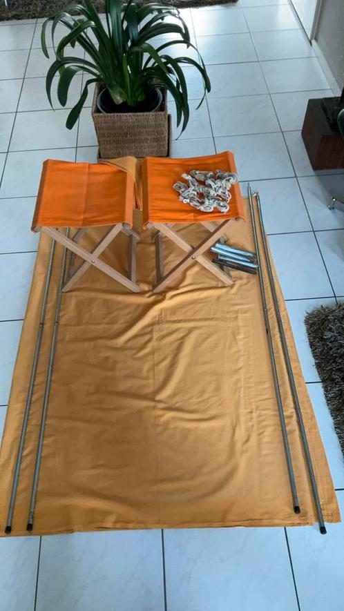 Windscherm + twee visserstoeltjes, Caravans en Kamperen, Kampeermeubelen, Zo goed als nieuw, Ophalen of Verzenden