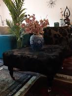 Brocante Verrijdbare Zwarte Salontafel., Huis en Inrichting, Tafels | Salontafels, Ophalen, 50 tot 100 cm, Vierkant, 50 tot 100 cm