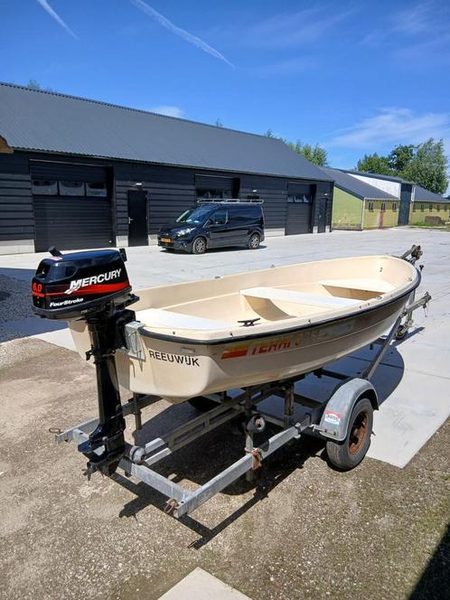 Boot Terhi 385 incl trailer en 6 pk viertakt mercury, Watersport en Boten, Vis- en Consoleboten, Gebruikt, Tot 10 pk, 3 tot 6 meter