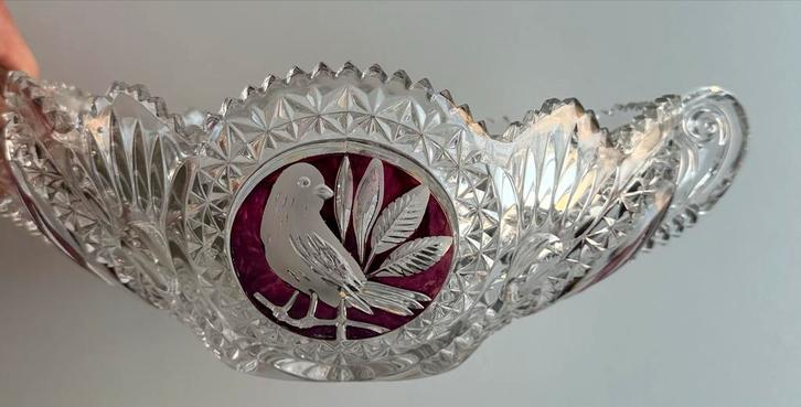Hofbauer Byrdes Collectie Robijn Kristallen Schaal, Antiek en Kunst, Antiek | Glas en Kristal, Verzenden