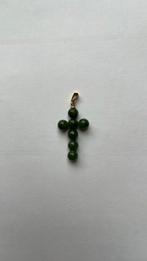 Hangertje 7 jade kralen in vorm van kruis, Sieraden, Tassen en Uiterlijk, Antieke sieraden, Ophalen of Verzenden, Koper, Hanger