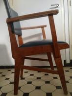 antieke bureaustoel hout - skai leer, Ophalen, Gebruikt, Blauw