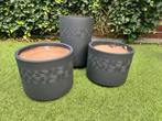 3 Zwarte Bloempotten - Nieuw, Tuin en Terras, Bloembakken en Plantenbakken, Ophalen, Overige materialen, Minder dan 30 cm, Minder dan 60 cm