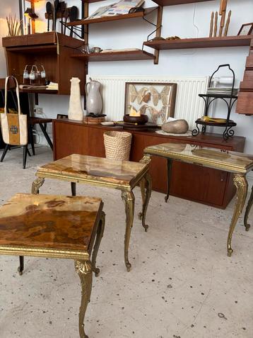 Vintage Onyx Bijzettafels - Set van 3 beschikbaar voor biedingen