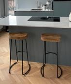 1 Barkruk - Staal & Mangohout - Amsterdam, Huis en Inrichting, Barkrukken, Ophalen, Gebruikt, 60 tot 90 cm, 1 kruk