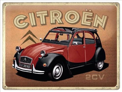 Citroen 2CV Type H relief reclamebord van metaal wandbord, Verzamelen, Automerken, Motoren en Formule 1, Nieuw, Auto's, Ophalen of Verzenden