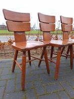 Vintage Brutalist stoelen, volhouten stoelen, zadelzitting, Vijf, Zes of meer stoelen, Gebruikt, Ophalen of Verzenden, Vintage retro Brutalist jaren zestig zeventig