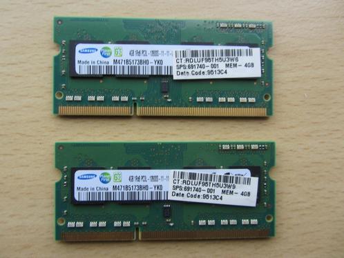 2x Samsung 4GB PC3-12800 DDR3-1600MHz non-ECC Unbuffered CL1, Computers en Software, RAM geheugen, Zo goed als nieuw, Laptop, 4 GB