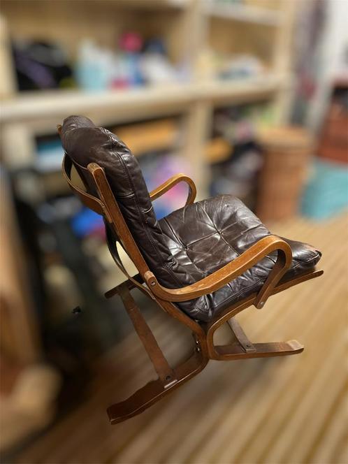Vintage Ingmar Relling Westnofa design fauteuil leer, Huis en Inrichting, Fauteuils, Zo goed als nieuw, Leer, Ophalen