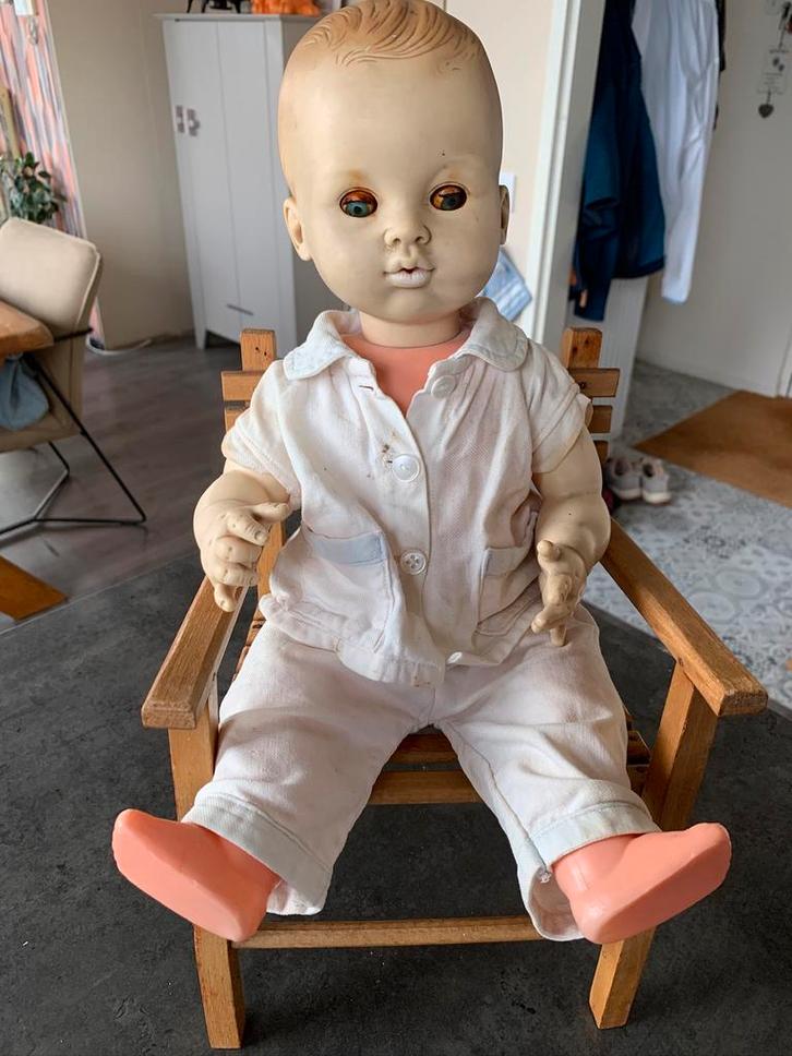 Mooie oude pop van het merk Ratti. Uit 1964, Verzamelen, Poppen, Gebruikt, Pop, Ophalen of Verzenden