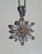Ketting Zilver Edelweiss Bloem Filigrain, Met hanger, Ophalen of Verzenden, Zo goed als nieuw, Zilver