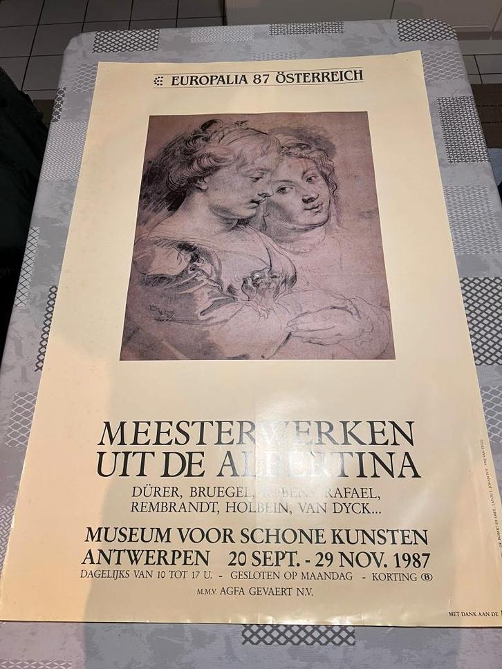 Vintage Poster Europalia 87 Osterreich: Meesterwerken uit de, Verzamelen, Posters, Gebruikt, Reclame, Deurposter of groter, Rechthoekig Staand