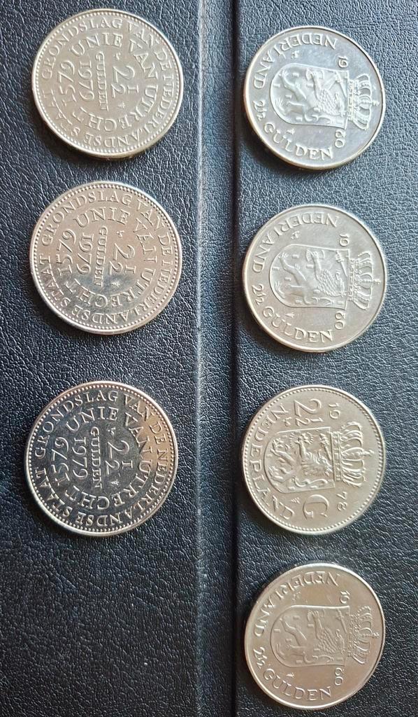 Collectie Gulden Munten, Postzegels en Munten, Munten | Nederland, Losse munt, 2½ gulden, Koningin Juliana, Zilver, Ophalen of Verzenden