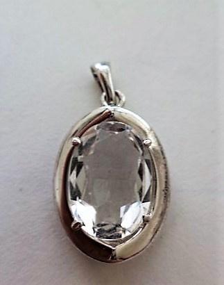 Prachtige zilveren hanger met grote heldere bergkristal, 925, Sieraden, Tassen en Uiterlijk, Kettinghangers, Zo goed als nieuw