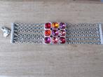 Dyrberg/Kern zilverkleurige armband rode roze swarovski, Overige materialen, Met strass, Verzenden, Zo goed als nieuw