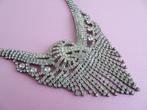 jwg XL Grote vintage 80s Art Deco stl strass kristal ketting, Overige materialen, Ketting, Verzenden