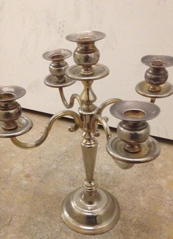 5-armige verzilverde kandelaar  beschikbaar voor biedingen