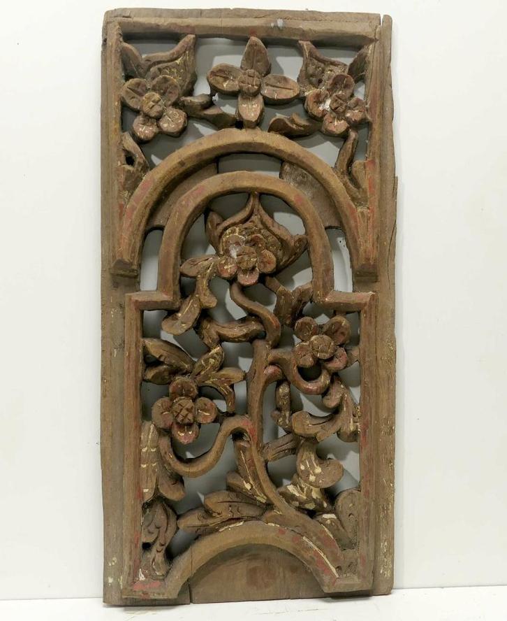 Antiek houtsnijwerk paneel HP7 hout Indonesie kunst bloemen, Antiek en Kunst, Kunst | Beelden en Houtsnijwerken, Ophalen of Verzenden