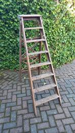 Vintage Retro gebruikte houten schilders trap ladder., Ophalen, Gebruikt, Trap, Minder dan 2 meter
