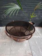 Rotan salontafel Deens design met glazen blad, Antiek en Kunst, Antiek | Meubels | Tafels, Ophalen