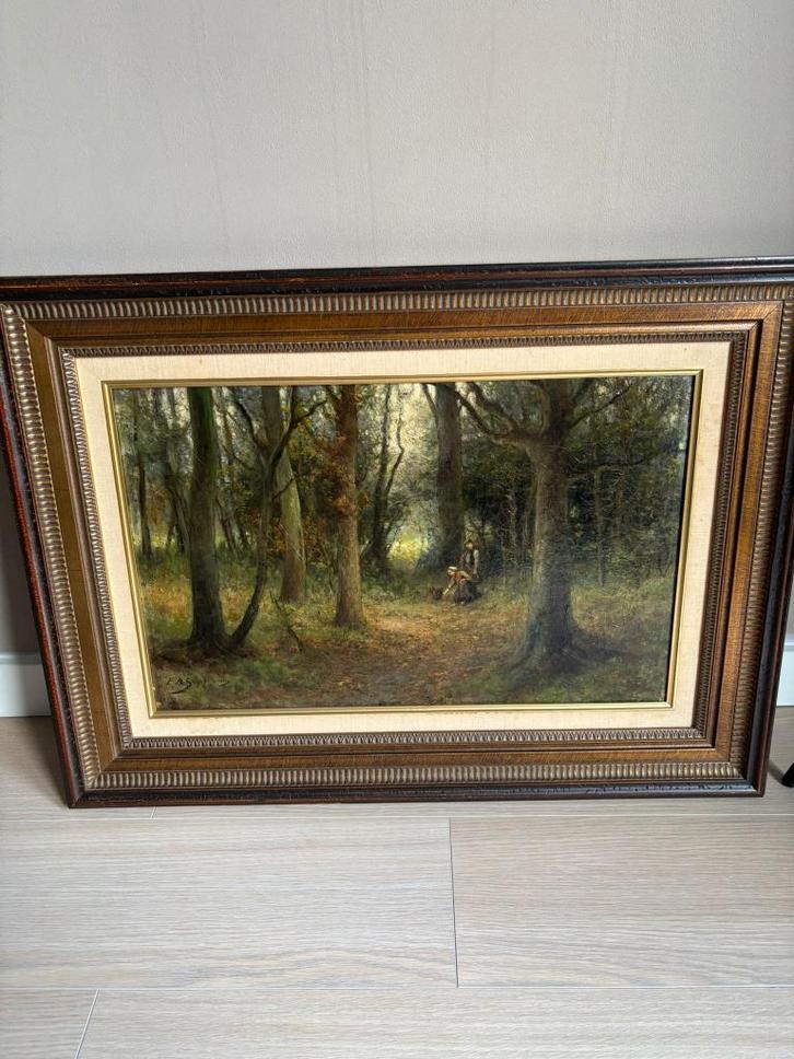 Pieter Adrianus Schipperus – "Houtsprokkelaars in ’t Bos", Antiek en Kunst, Kunst | Schilderijen | Klassiek, Ophalen