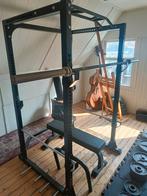 Powerrack + 144kg gietijzer halter schijven + ATX barbell, Ophalen, Gebruikt, Metaal